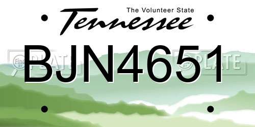 BJN4651 Tennessee License Plate