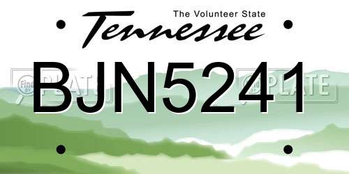 BJN5241 Tennessee License Plate
