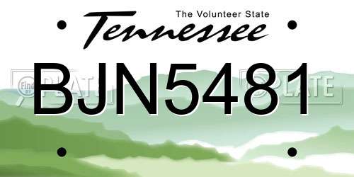 BJN5481 Tennessee License Plate