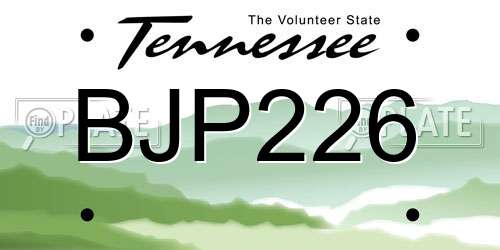 BJP226 Tennessee License Plate