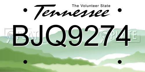 BJQ9274 Tennessee License Plate