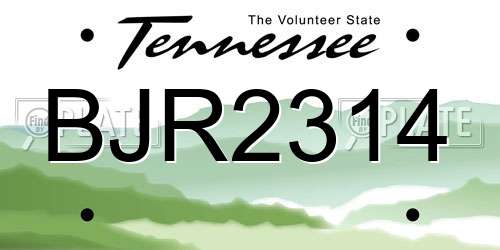 BJR2314 Tennessee License Plate