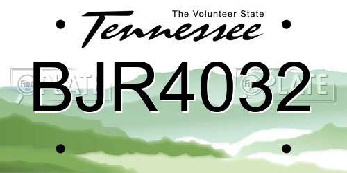 BJR4032 Tennessee License Plate