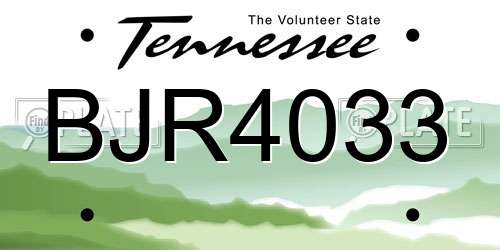 BJR4033 Tennessee License Plate