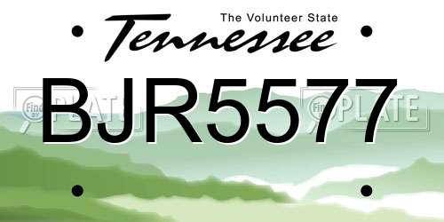 BJR5577 Tennessee License Plate