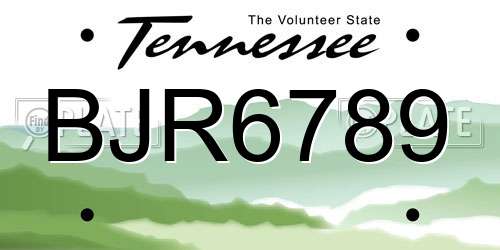 BJR6789 Tennessee License Plate
