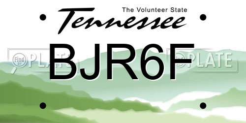 BJR6F Tennessee License Plate