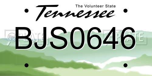 BJS0646 Tennessee License Plate