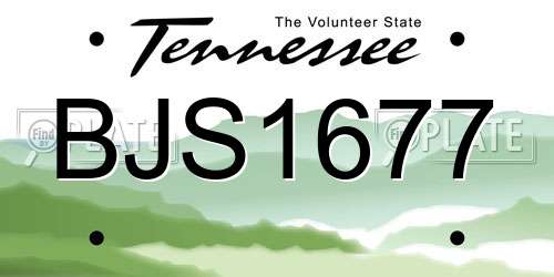 BJS1677 Tennessee License Plate