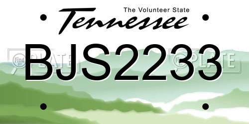 BJS2233 Tennessee License Plate
