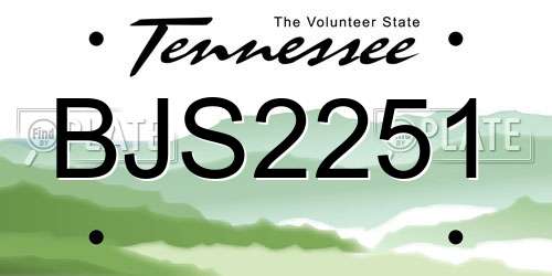 BJS2251 Tennessee License Plate