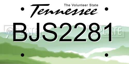 BJS2281 Tennessee License Plate