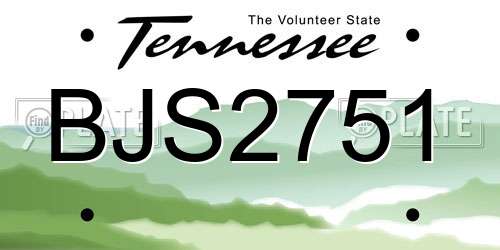 BJS2751 Tennessee License Plate