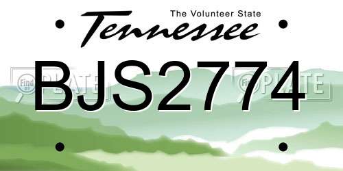 BJS2774 Tennessee License Plate