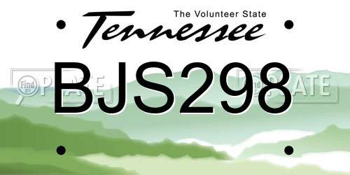 BJS298 Tennessee License Plate