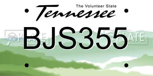 BJS355 Tennessee License Plate