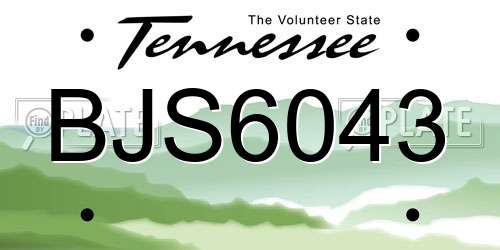 BJS6043 Tennessee License Plate