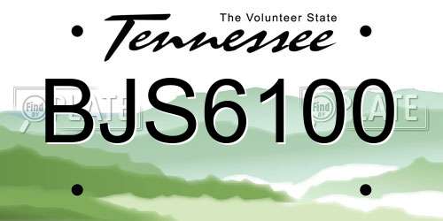 BJS6100 Tennessee License Plate