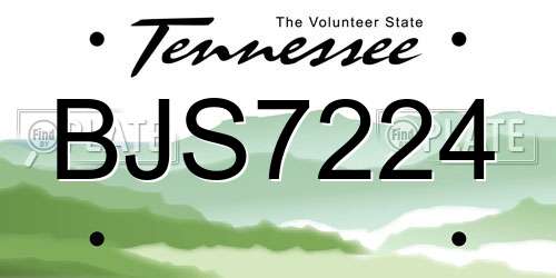 BJS7224 Tennessee License Plate