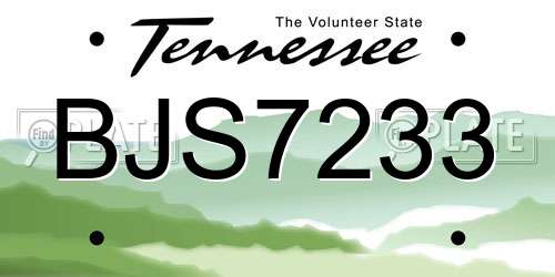 BJS7233 Tennessee License Plate