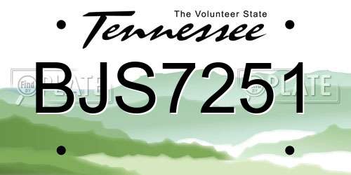 BJS7251 Tennessee License Plate