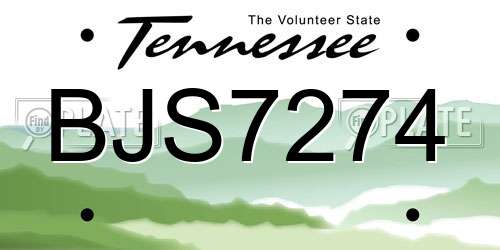 BJS7274 Tennessee License Plate