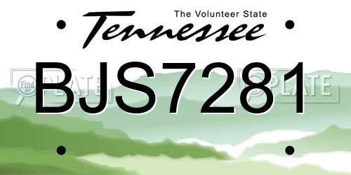BJS7281 Tennessee License Plate