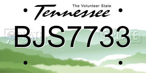 BJS7733 Tennessee License Plate