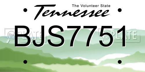 BJS7751 Tennessee License Plate