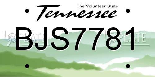 BJS7781 Tennessee License Plate