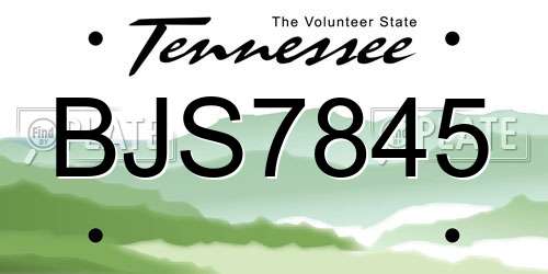BJS7845 Tennessee License Plate
