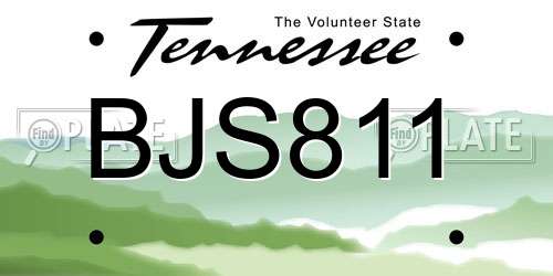BJS811 Tennessee License Plate