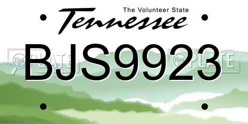 BJS9923 Tennessee License Plate