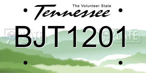 BJT1201 Tennessee License Plate