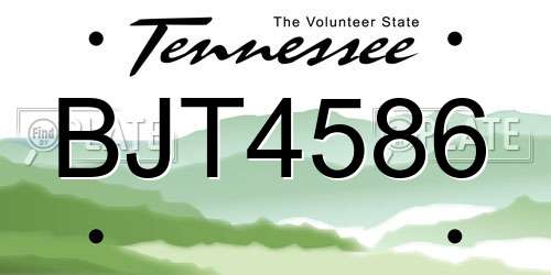 BJT4586 Tennessee License Plate