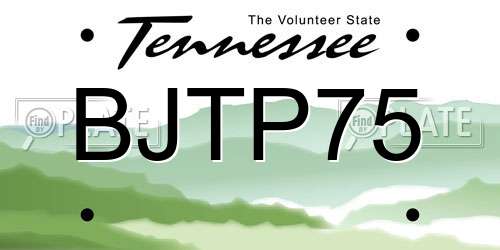 BJTP75 Tennessee License Plate