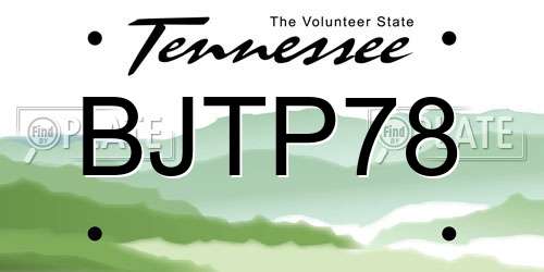 BJTP78 Tennessee License Plate