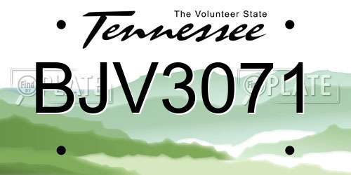 BJV3071 Tennessee License Plate