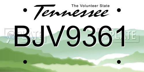BJV9361 Tennessee License Plate