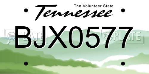 BJX0577 Tennessee License Plate