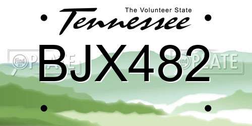 BJX482 Tennessee License Plate