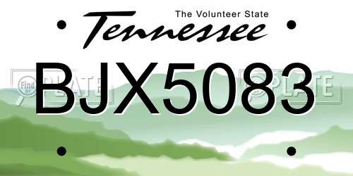 BJX5083 Tennessee License Plate