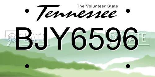 BJY6596 Tennessee License Plate