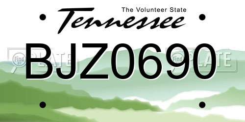 BJZ0690 Tennessee License Plate