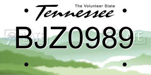 BJZ0989 Tennessee License Plate