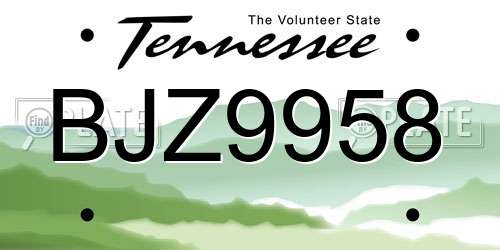 BJZ9958 Tennessee License Plate