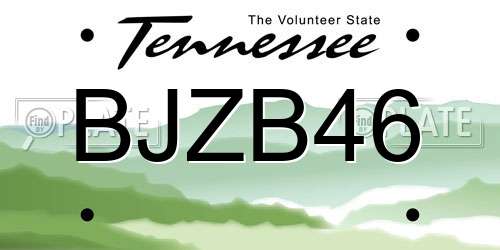 BJZB46 Tennessee License Plate