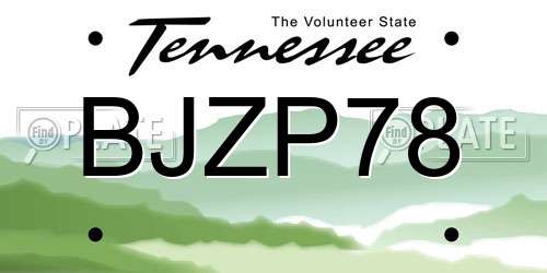 BJZP78 Tennessee License Plate