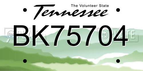 BK75704 Tennessee License Plate