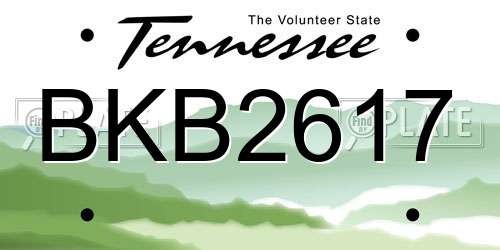 BKB2617 Tennessee License Plate